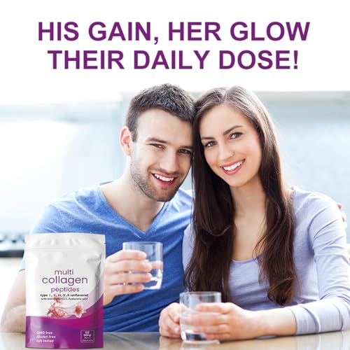 Image of Multi Collagen Peptides Powder - 16 oz Full Spectrum Types I, II, III, V & X with Biotin, Hyaluronic Acid and Vitamin C for Women & Men - Non-GMO Formula