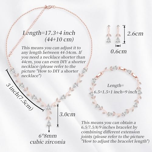 Image of GZWHD Wedding Jewelry Sets for Bride Bridesmaid Women Cubic Zirconia Necklace Earrings Bracelet Set Gift for Mother Friend Wife Daughter Sister Party Prom Jewelry