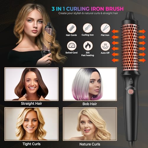 Image of Thermal Brush-Blowout brushs,10 Temperatures LCD Display Upgrade to 400F 1.5 in Heated Round-Brush Curling Iron Heated Ceramic Tourmaline Ionic Comb 110-240V Volum for Any Hair Type