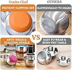 Umite Chef Mixing Bowls with Airtight Lids, 6 Piece Stainless Steel Metal Bowls, Measurement Marks & Colorful Non-Slip Bottoms Size 7, 3.5, 2.5, 2.0,1.5, 1QT, Great for Mixing & Serving