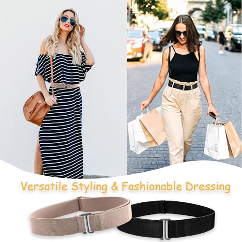 Hawowz 2Pcs No Show Stretch Belt For Women Invisible Elastic Belt Stretch thumb #4