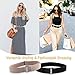 HAWOWZ 2Pcs No Show Stretch Belt for Women Invisible Elastic Tuck Band, Adjustable Strap Crop Belt with Flat Buckle for Jeans Pants Dresses