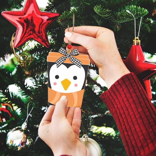 6 Stück Weihnachtsgeschenkkartenhalter aus Holz, Einkaufskartenhalter, Bargeldhalter, Weihnachtsbaumschmuck, Weihnachtsdekoration, Nussknacker aus Holz, Schneemann, Weihnachtsmann, Winterdekoration