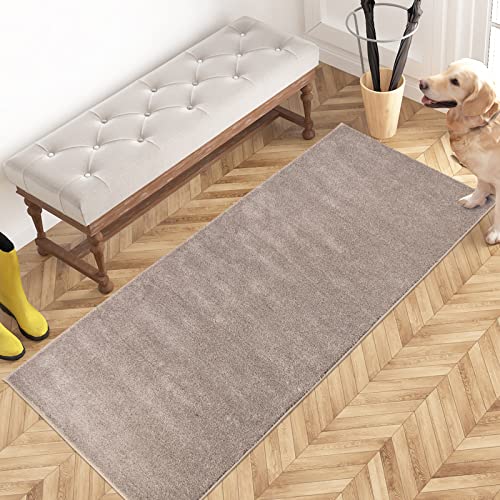 PURRUGS Dirt Trapping Door Mat 24" x 59", Non-Slip Machine Washable Entry Rug, Shoe Scraper, Dog Doormat, Super Absorbent Welcome Mat for Front & Back Door, Muddy Shoes & Paws, Taupe