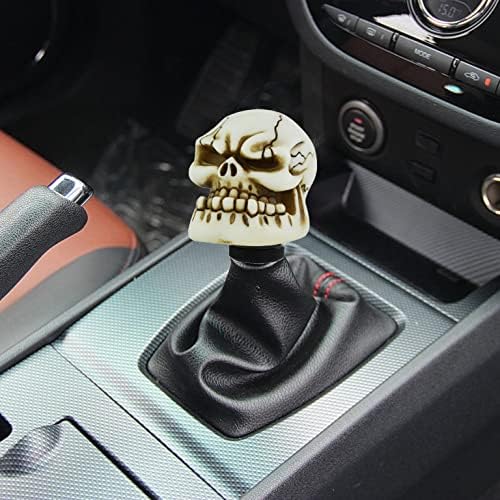 Miniatura 3 de Temzzer Pomo de palanca de cambios de resina de calavera para automóvil, pomo de palanca de cambios de transmisión brillante para la mayoría de