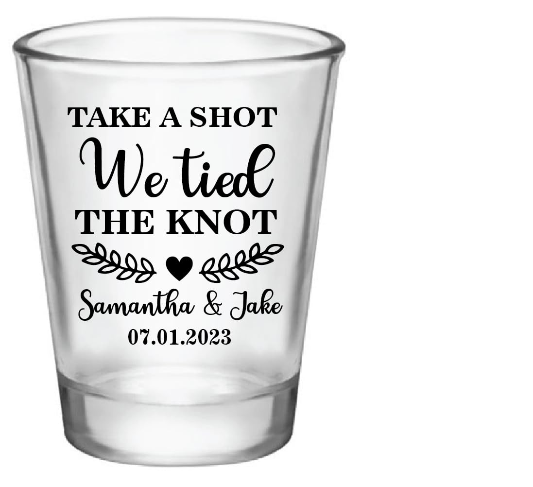 Take A Shot We Tied The Knot Shot Glasses, Bulk Set of 1.75oz Wedding Shot Glasses, Perfect Wedding Favor, Wedding Shot glasses, Bridal Party Shot Glasses
