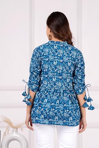Image of Women's Floral Printed Cotton Tops | Peplon Tops for Women & Girls