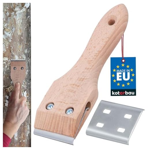 KOTABRAU® Rasqueta de carpintero 60 mm, Rascador para madera, Hoja de acero endurecido, Rasqueta para carpinteros y pintores, Raspador para madera, Rascador para eliminar pintura + hoja de repuesto