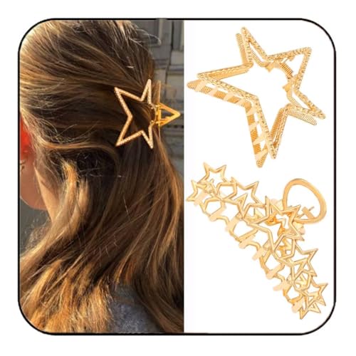 Pinzas de cabello Casdre Star metal dorado pack 2 miniatura 1