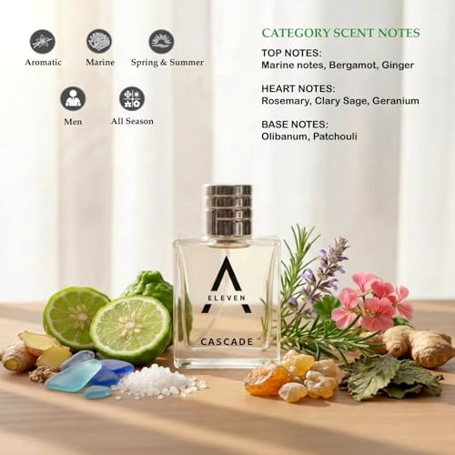 Image of A ELEVEN Marine Bergamot Ginger Unisex Perfume Spray Aromatic Fresh Fragrance Rosemary Sage Geranium Notes Olibanum Patchouli Long Lasting Scent 50ml
