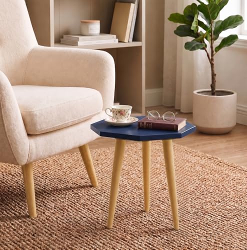 Image of UHUD CRAFTS Multipurpose Wooden Foldable Side Table /End Table /Plant Stand /Stool for Living Room & Bedroom | Kids Play Furniture Table - Midnight Blue