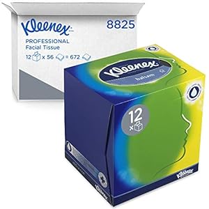 Kleenex 8825 cosmeticatoeken in blokjesbox, 3-laags, 12 dozen x 56 doeken, wit