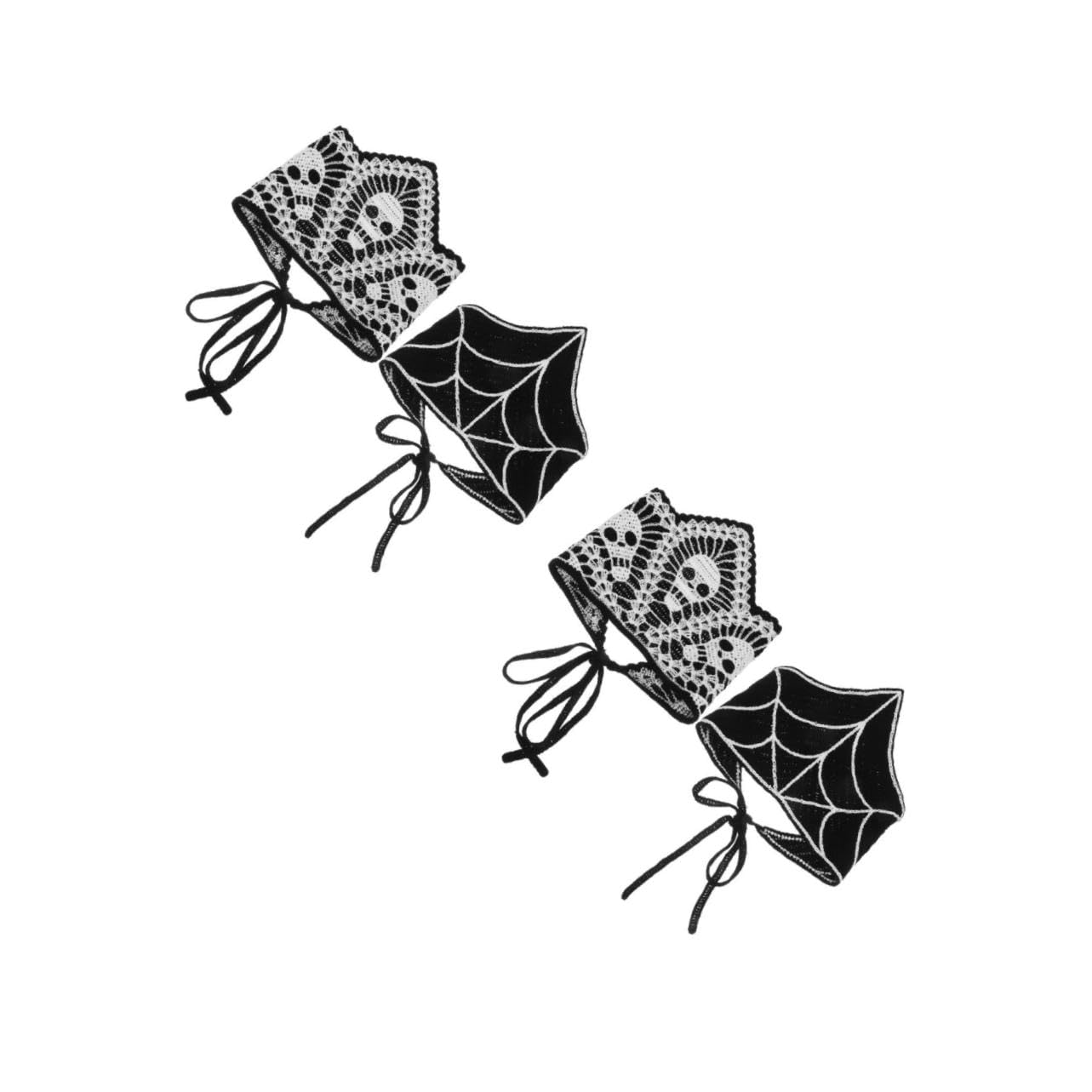 Healvian 4 Piezas Diademas Crochet Gótico Banda para Halloween Mujeres Fiesta
