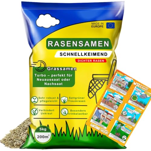 Rasensamen Schnellkeimend Sommer | 5kg Grassamen | Nachsaat & Neuansaat