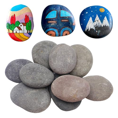POPAPIE 10 Pezzi 5-8 cm Piétre da Dipingere,Ciottoli Lisci da Dipingere,Pietre di Ciottoli da Spiaggia,Pietre Decorative,Ciottoli Piatti per Pittura Fai da Te Decorative per Acquario e Giardino