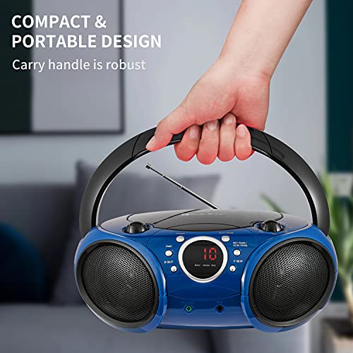 Singing Wood 030B Portable Cd Player Boombox With Bluetooth For Home Am Fm Stereo Radio, Aux Line In, Headphone Jack, Supported Ac Or Battery Powered (Starlight Blue) #TOP6