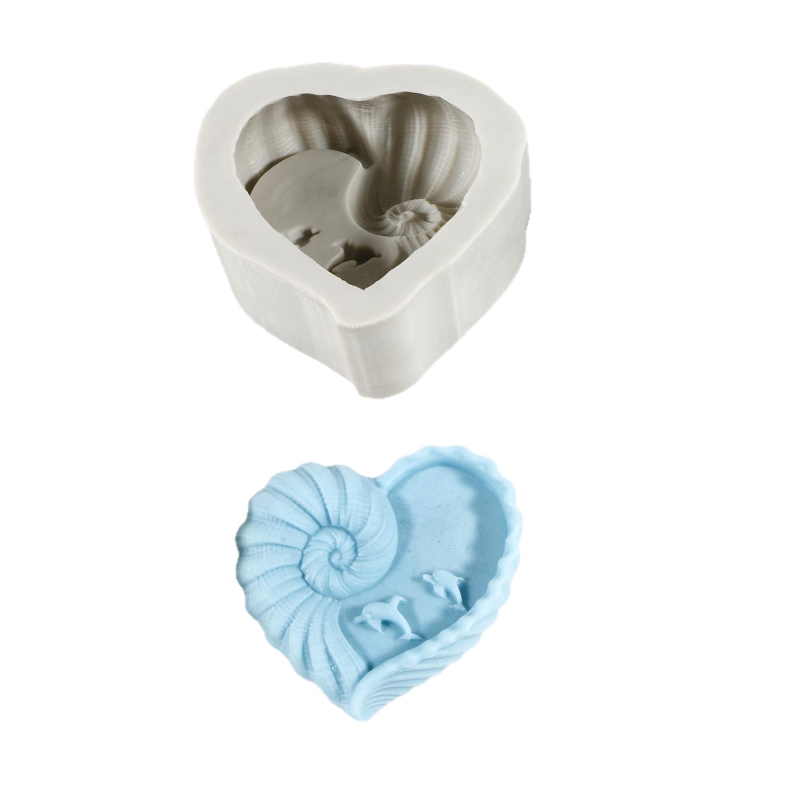 Oxxggkao Love Heart Conch Shaped Silicone Molds Sea Creature Silicone Molds for Epoxy Resin Soap Making Elastomer Cast