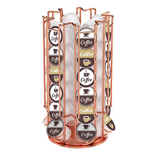 Coffee Pod Holder Coffee Pod Storage Carousel Holder Organizer for 36 Keurig K-Cup Pods, Spins 360-Degrees, Rose Gold