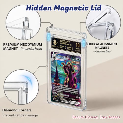 Image of BGS Slab Protector, BGS Slab Guard & Acrylic Graded Card Display for BGS | 1-inch Thick Acrylic BGS Slab Case with Magnetic Lid, Rounded Corners and Crystal-Clear Display, fits BGS Graded Card Slabs