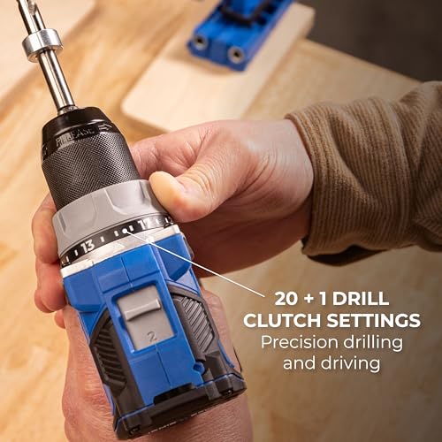 Image of Kreg Power Drill - 20V Ionic Drive 1 /2 inch Compact Drill - High Torque Professional Workshop Tool - LED Light - Two Speed & Variable Speed Trigger - Durable Heavy Duty Tool - Bare Tool - KPTDR050A