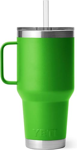 Miniatura 443 de YETI Rambler - Vaso de viaje con asa y tapa con popote, 35 onzas, vaso de agua de viaje, con asa, acero inoxidable, color blanco