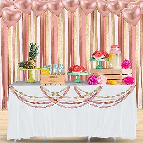 Streamers Party Decorations, 12 Rolls 984 Feet Rose Gold Crepe Paper Streamers Tassels Backdrop Party Supplies For Wedding Bachelorette Birthday Party Family Gathering Baby Bridal Shower Decorations #TOP1