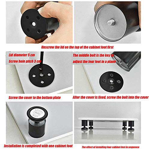 Pé de apoio para móveis Lheng – Suporte para perna de sofá de aço inoxidável, suporte ajustável, sup