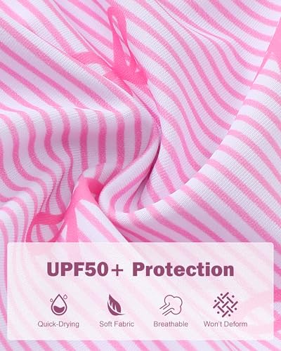Image of Renotemy Baby Girls Swimsuit Drawstring Zip Bathing Suit Long Sleeve One-Piece Rash Guard Swimwear with Hat for Infant Girl