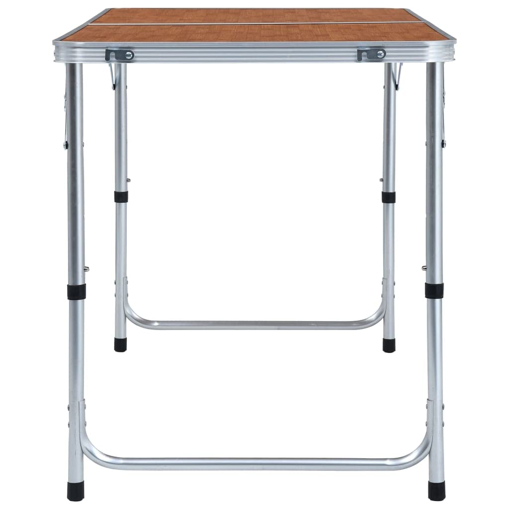 Grau klappbarer Campingtisch aus Aluminium und MDF x, höhenverstellbar bis, mit Tragegriff für Picknick, Balkon, Terrasse, Garten und Campingreisen