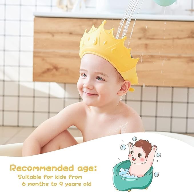 VENEXA Baby Shower Cap, Bath Visor hat for Eye and Ear wash Protection Waterproof Shampoo hat for Children Toddler Girls Boys, Adjustable Silicone Bathing Crown (Multicolor) (King Baby Cap) 3