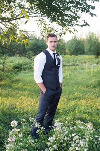 Mens Suit 2 Piece Slim Fit Suit for Men Vest Pants Suit Set for Wedding Groom Formal Business 6