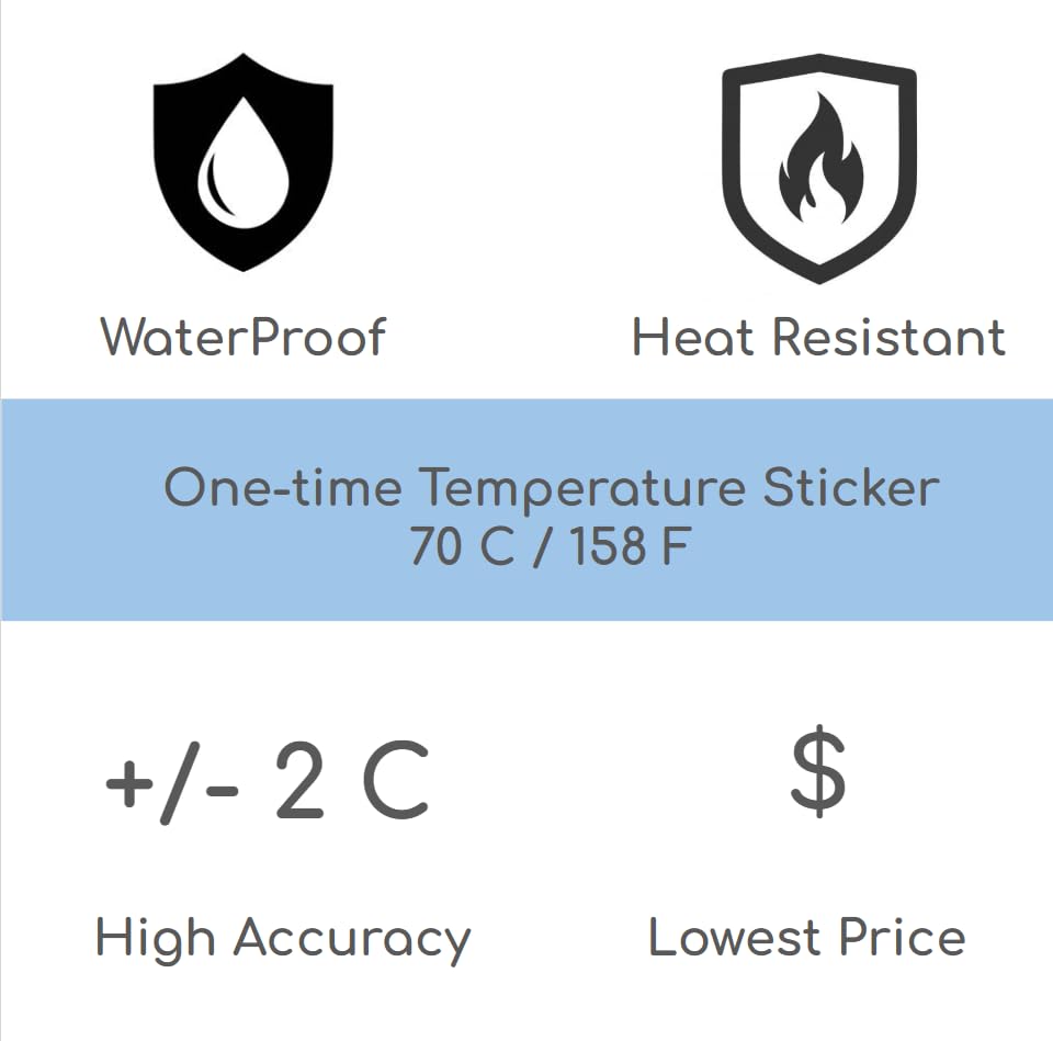 Thermolabel 158°F/70°C Temperature Label for Dishwashers Pack of 10 Labels