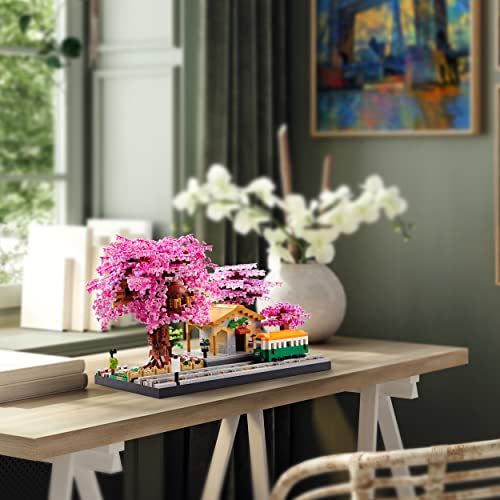 Kadablk Big Architecture,Japanese Sakura Tree Class Train Station Construction Set,Flower Building Block Model,3668PCS… - Image 4