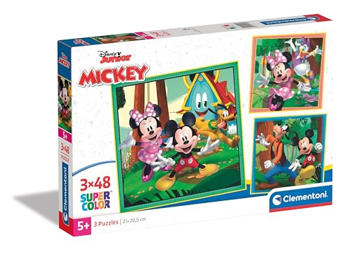 Clementoni 25298 Supercolor Puzzle 3x48 Piezas, Disney Mickey and Friends, 3 Puzzles Infantiles De 48 Piezas Cada Uno A Partir De 5 Años