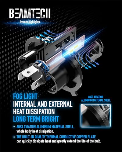 image for BEAMTECH H4 Fog Bulb, 9003 HB2 Fog Bulb 6500K Xenon White Fog Light or