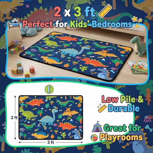 Tapete decorativo infantil con dinosaurios azul 2x3 ft miniatura 2