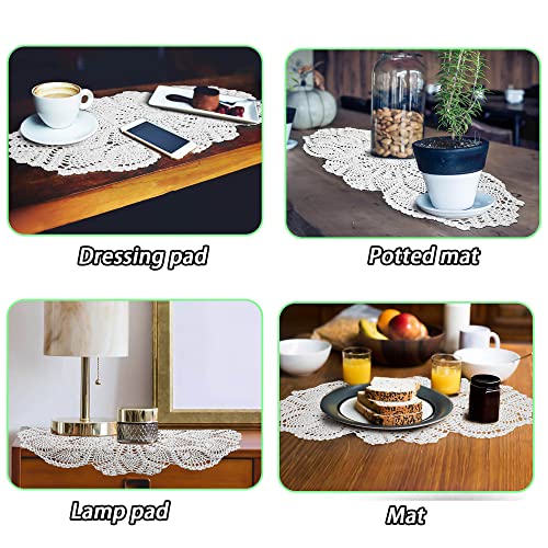 Qxzvzem QX-TYZB-BS-1 One Piece 23 X 12 Inch Oval Doilies Crochet For Dressers And End Tables Crafts Disposable Small Valentines Doilies Cloth Lace Placemats Coasters White Cotton Tablecloth thumb #4