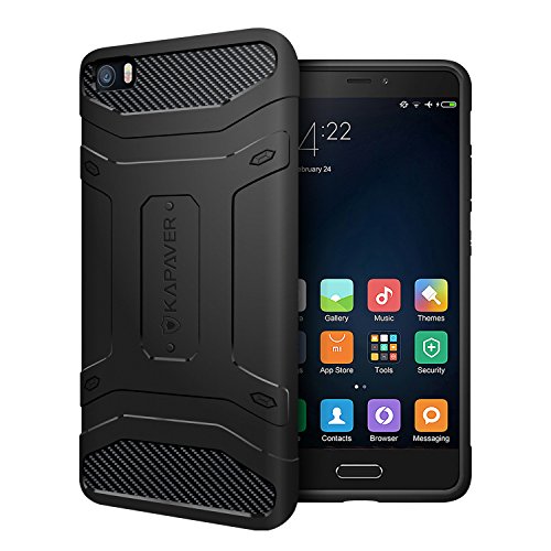 KAPAVER® Xiaomi Mi5 Rugged Back Cover Case MIL-STD 810G Officially Drop Tested Solid Black Shock Proof Slim Armor Patent Design (Only for Mi 5)