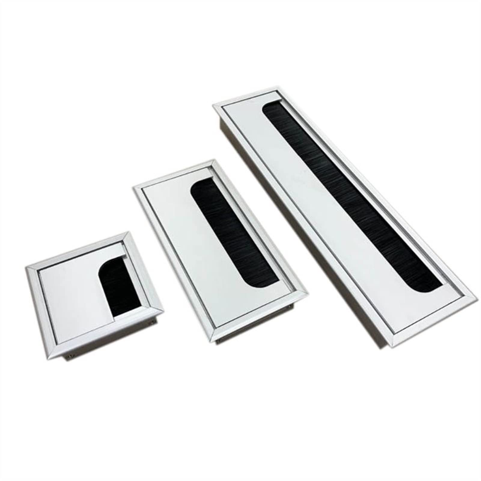 Schreibtisch-Lochabdeckung, Kabeldurchführung, Büro-Hardware, mattschwarz, rechteckige Draht-Kabeldurchführung, quadratische Aluminium-Tisch-Schreibtischdurchführung mit mehreren Größen (160 x 80 mm)(
