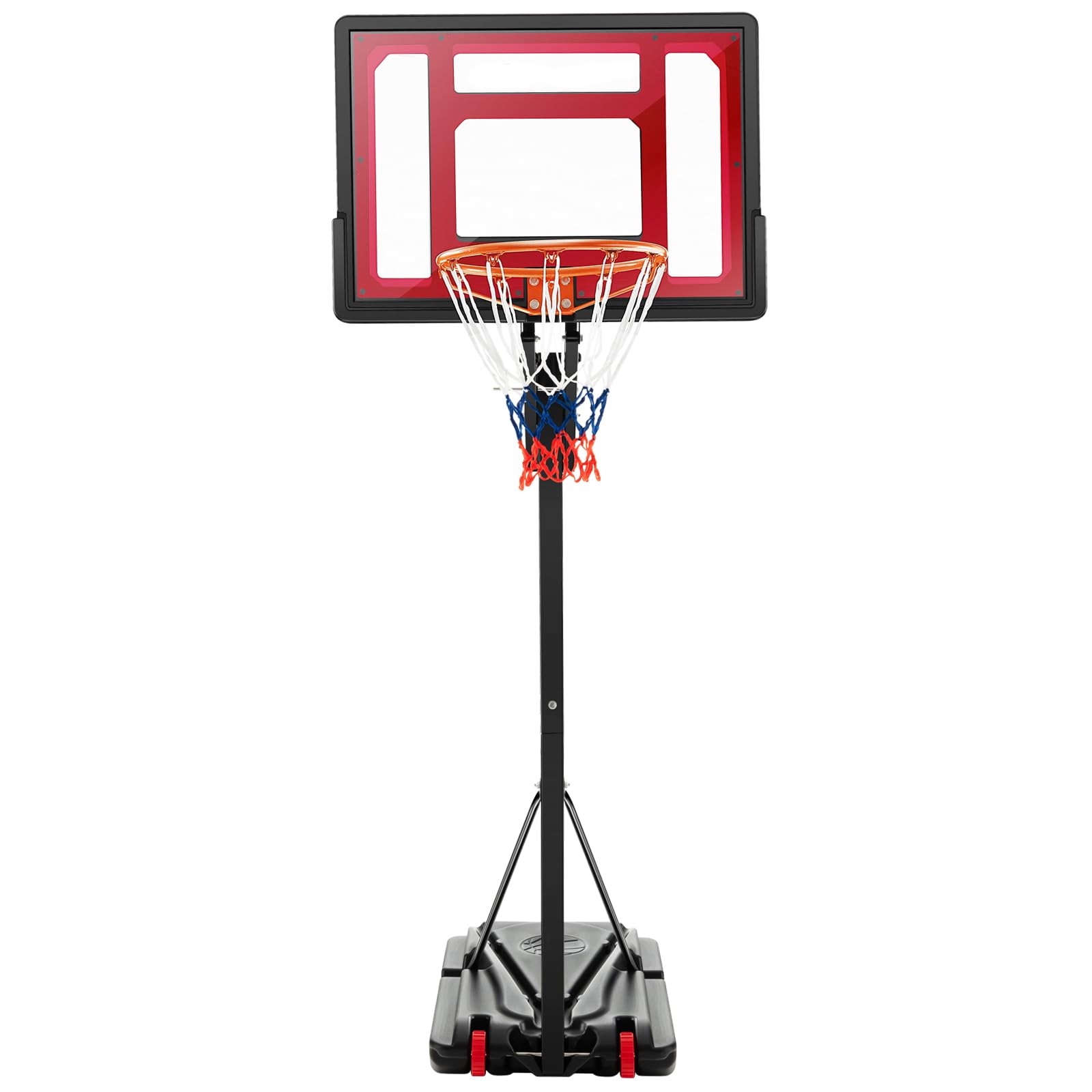 Basketball Hoop and Stand, 105-260 cm Height Adjustable Basketball Goal System with Wheels Weighted Bag, Fillable Base, Shatterproof Backboard, Portable Basket Stand for Adults Youth Kids Teens