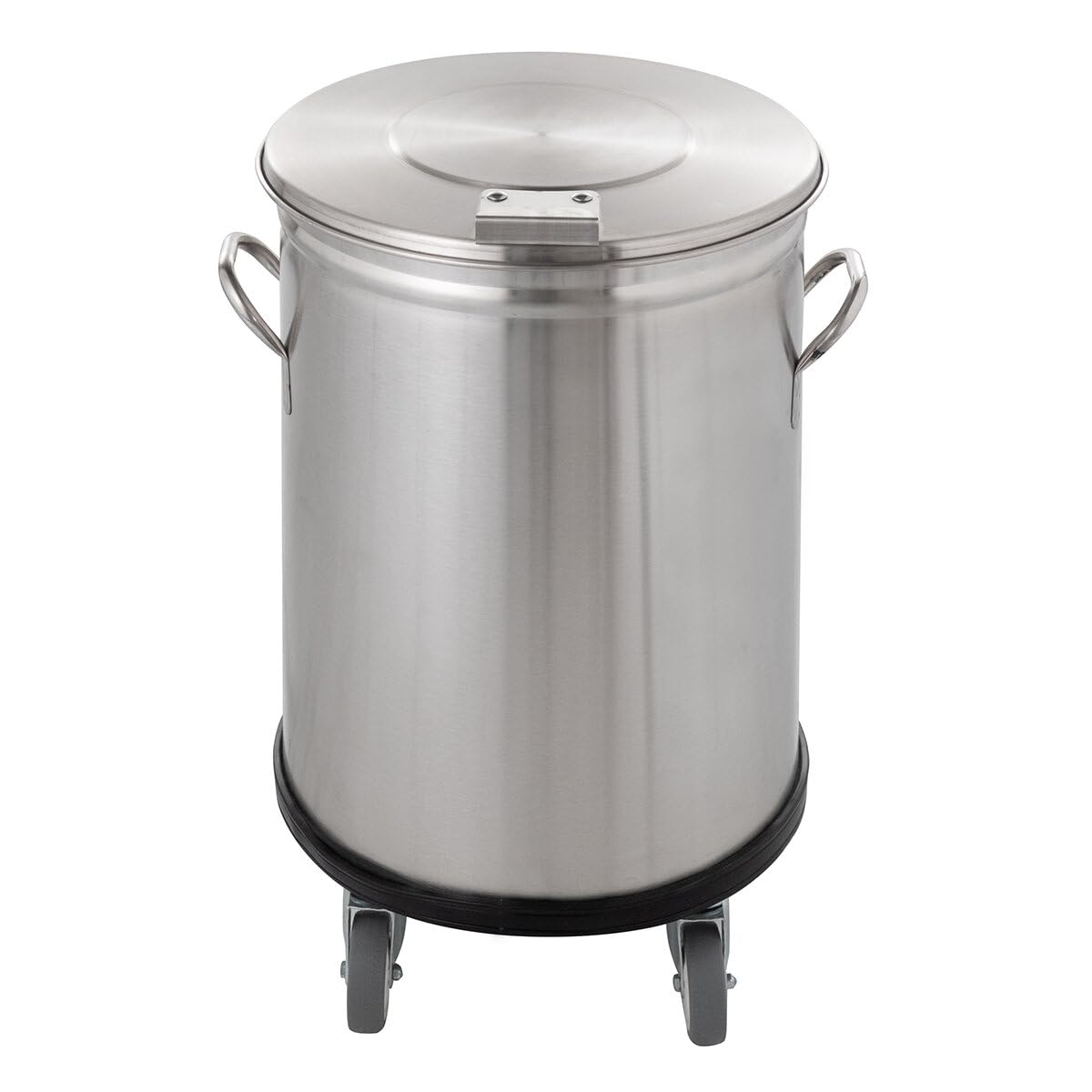 GastroHero Abfallbehälter 50 Liter Edelstahl mit Deckel Griffen Hygienebehälter Gastro Küche Chrom-Nickel-Stahl rund