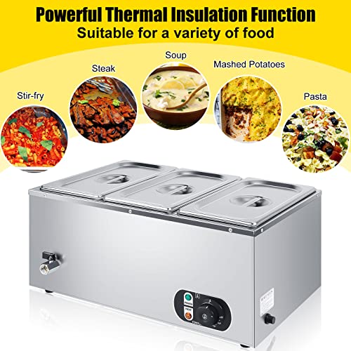 Sabary SABARY-FOOD WARMER-76 Electric Commercial Food Warmer 110V Buffet Food Warmer Stainless Steel Electric Countertop Steamer thumb #4