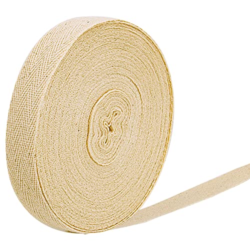 Cotton Herringbone Ribbon Twill Webbing Tape - 15m x 20mm Beige Bias...