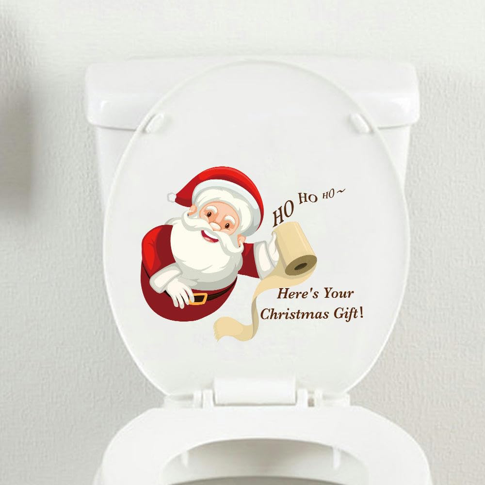 Adesivo Da Parete Di Natale Per WC – Babbo Natale In PVC Autoadesivo 29,5 Cm, Effetto 3D, Per Bagno, Piastrelle, Finestre E Porte