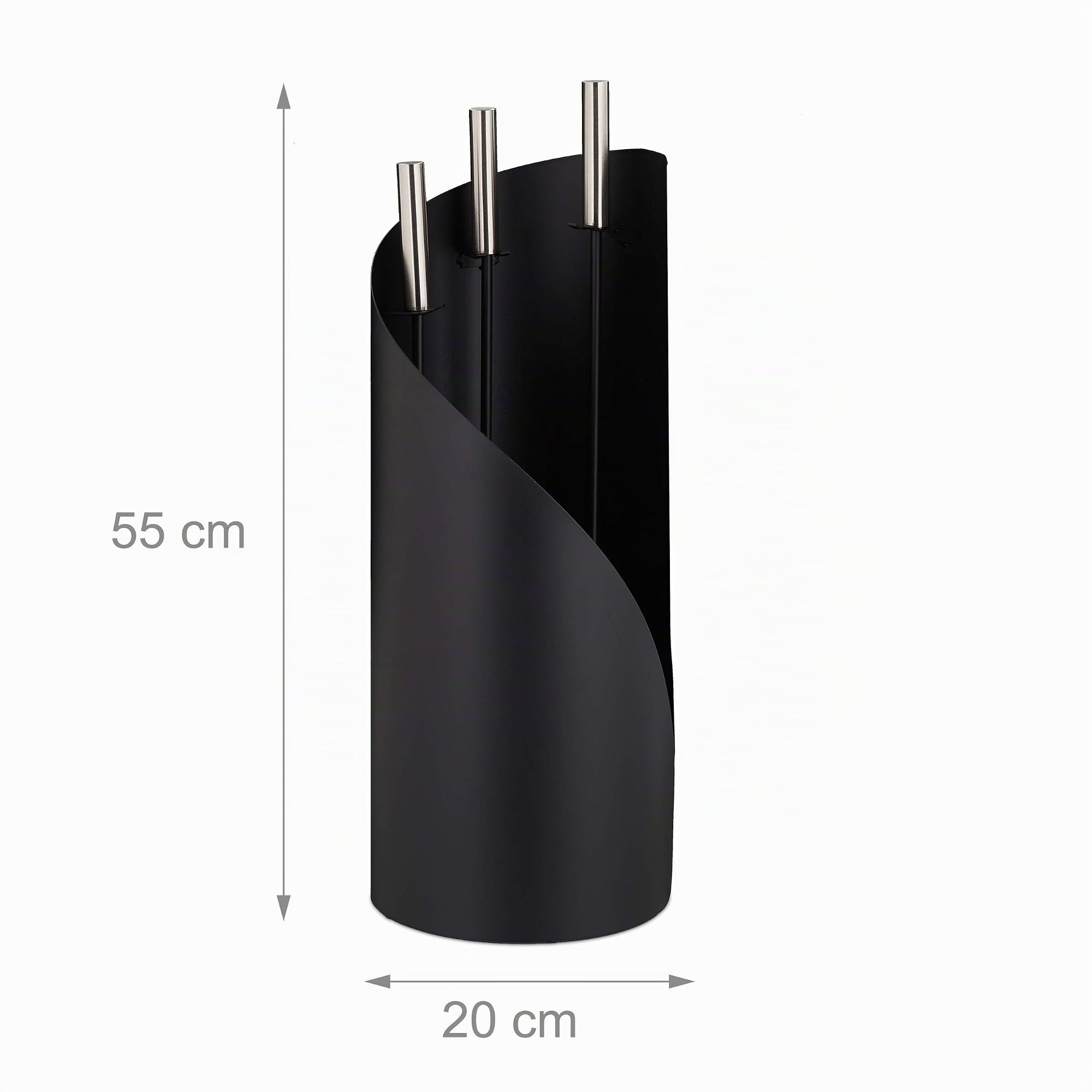 Relaxdays Accesorios Chimenea Modernos, Juego Estufa de 4 Piezas con Atizador, Pala de Cenizas, Escoba y Soporte, Negro