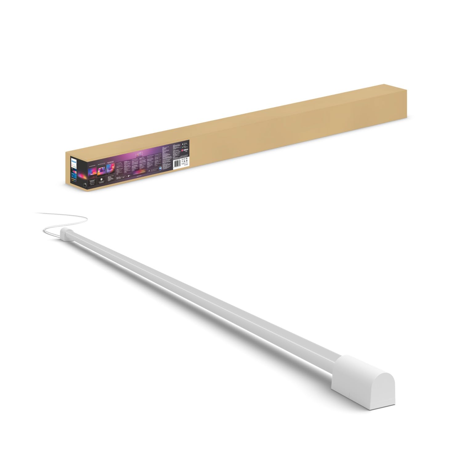 Philips Hue Play Gradient Light Tube, Tubo LED Smart, 125 cm, Bianco | Per TV 60", 16 milioni di colori, Illuminazione surround sincronizzata, Tecnologia Gradient, Smart Home, Rotazione 340°