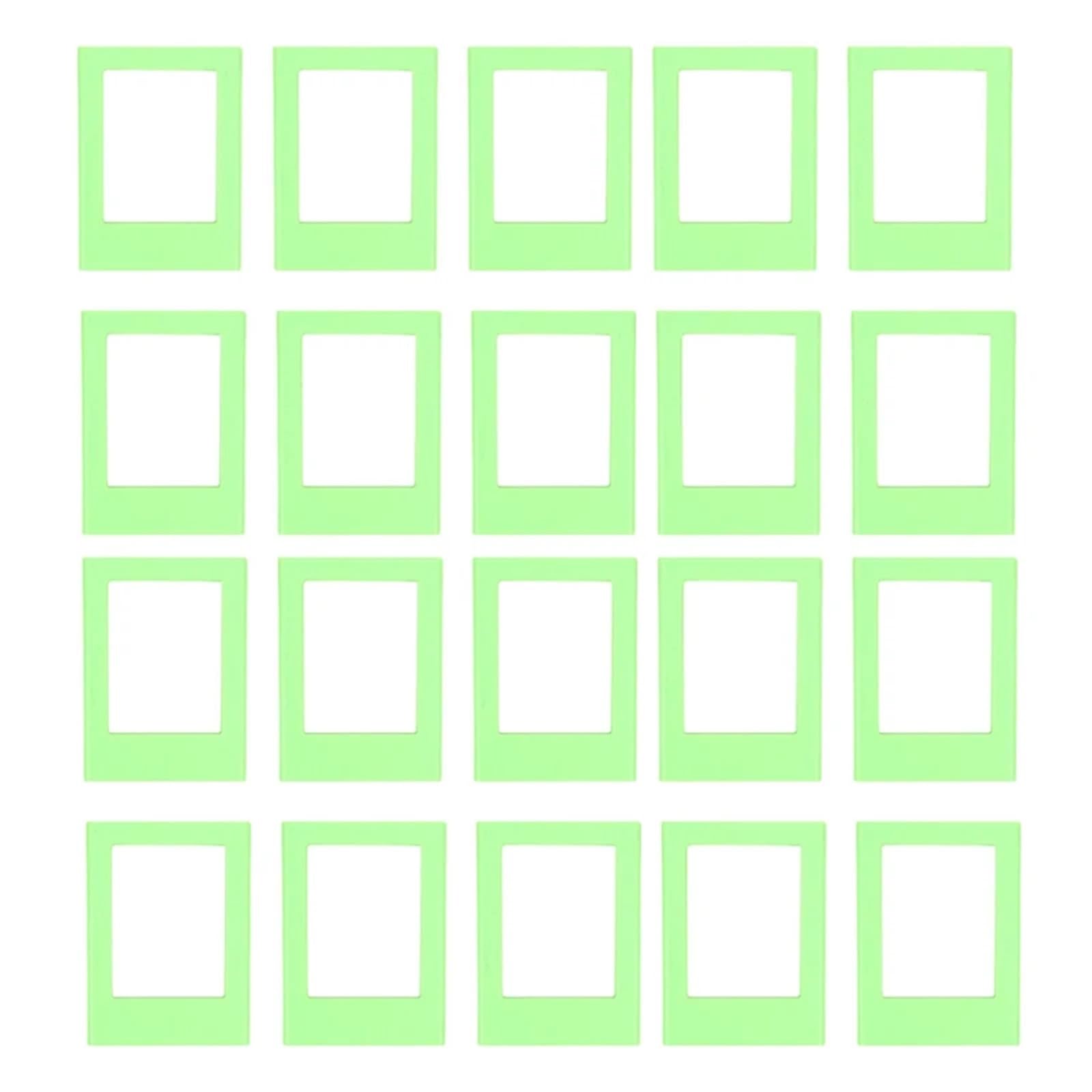 Magnetic Picture Frames For Refrigerator 3 Inch Fridge Color Photo Frame Magnets Album For Instax Mini Film Papers For Fridge(Green-20pcs)