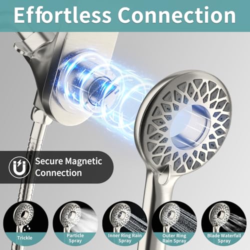 Image of High Pressure Rain Shower Head with Handheld Spray (Brushed Nickel)