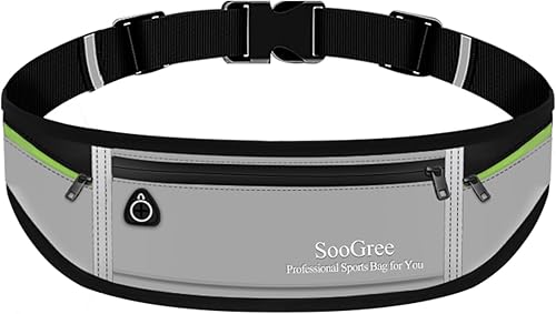 Miniatura 14 de Cangurera deportiva delgada para correr para mujeres y hombres, riñonera reflectante al aire libre, cinturón de corredor, cremallera impermeable