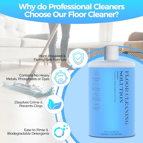 Image of Floor Cleaning Solution,Floor Cleaner for Hardwood Tile Hardfloor Marble Cement Vinyl Flooring Laminate Flooring, Compatible Robot Vacuums with Mopping and Wet Dry Vacuum,1L, 33.8 Fl. OZ